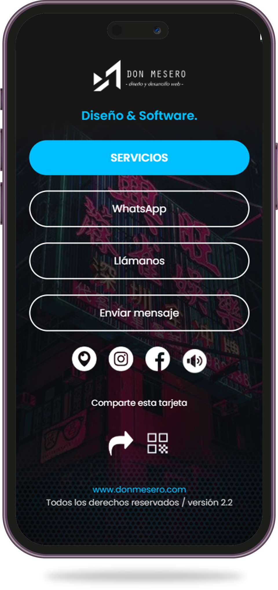 Mockup tarjeta digital